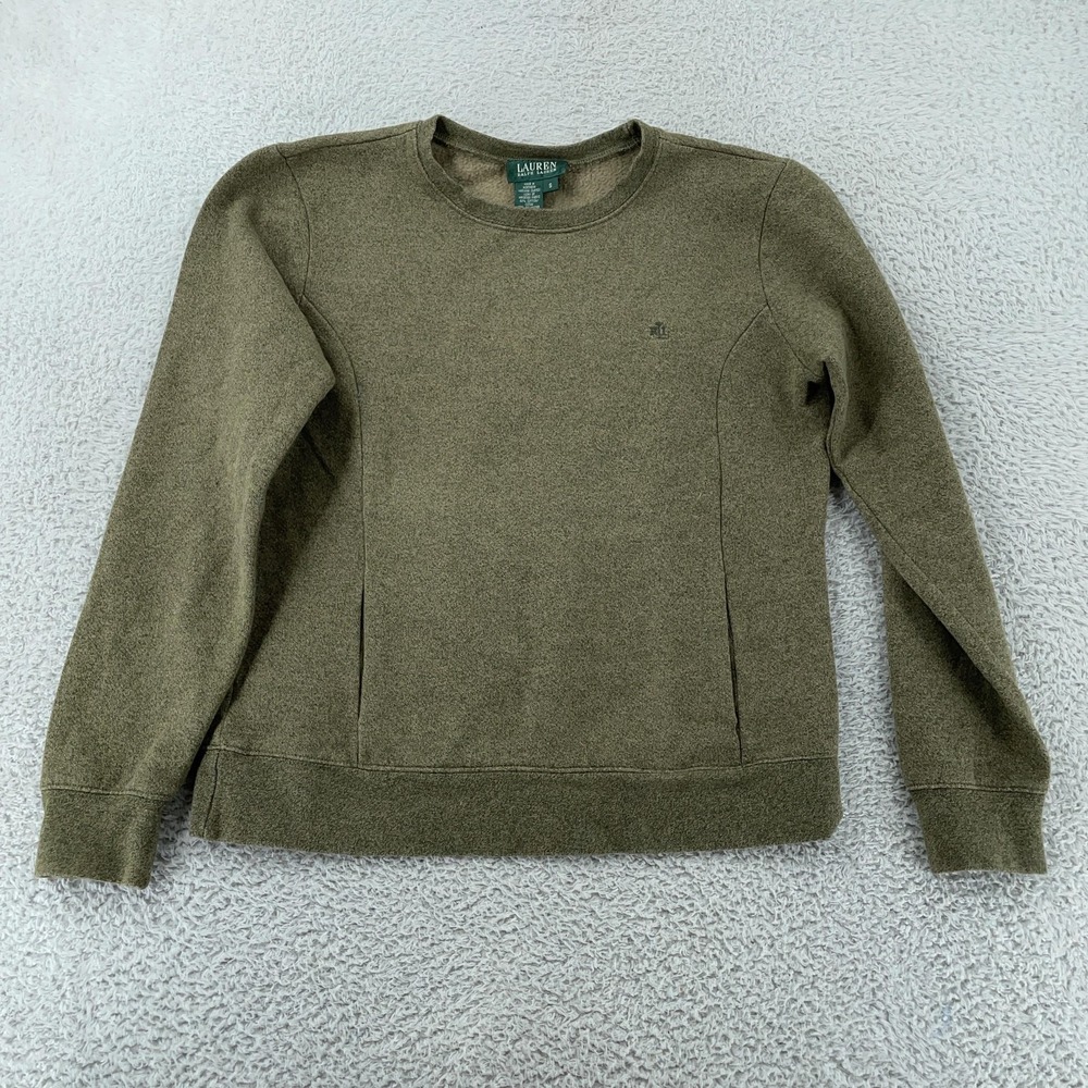 Lauren Ralph Lauren Sweatshirt Womens Small Green Heather Crewneck Made USA‎
